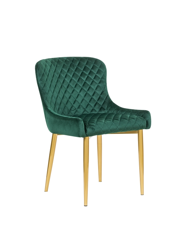 Richland-Green dining chair with gold powder coated legs