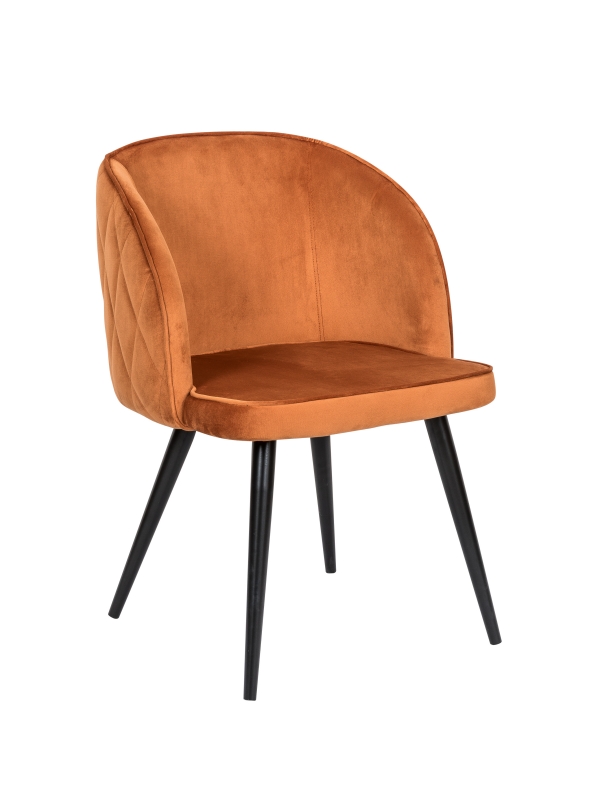 Hayden-orange dining chair with velvet fabric