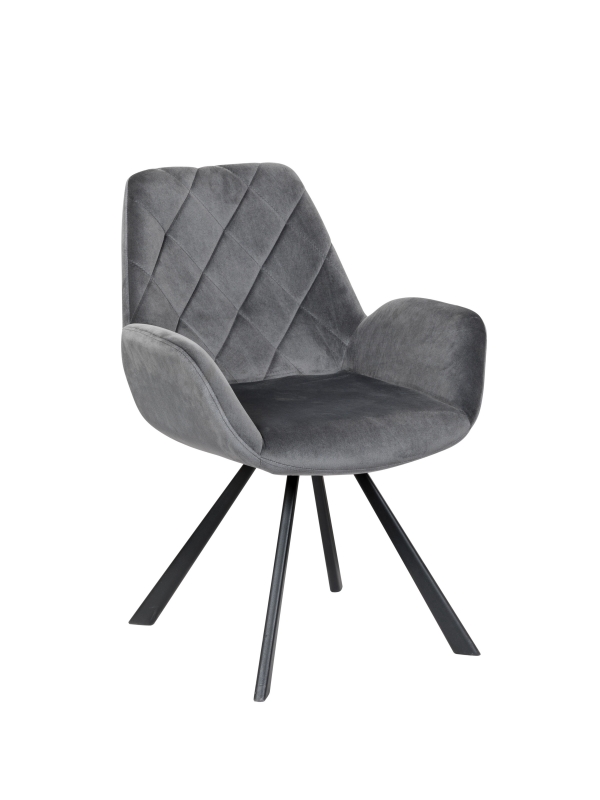 Ford-Grey dining chair with velvet fabric