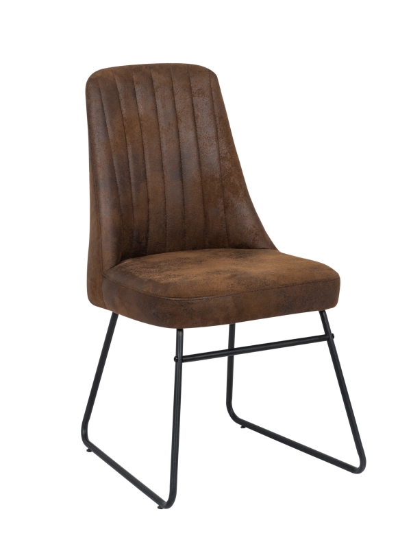 Mirko-Brown dining chair with leather fabric