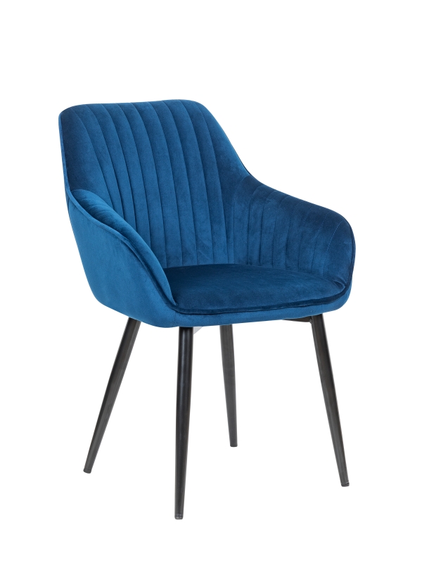 Kasper-Blue dining chair in velvet fabric