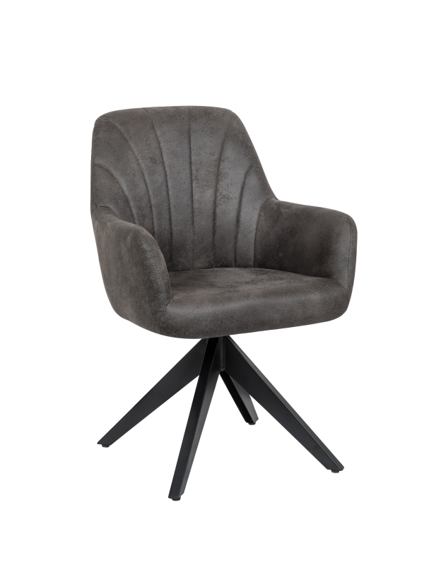 Clark-brown dining chair with leather fabric