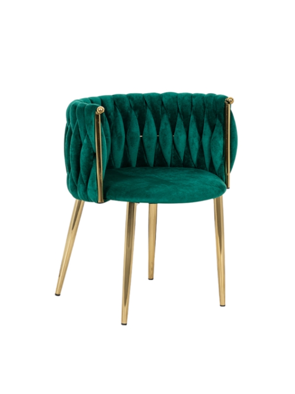 Milan-green velvet dining chair with chrome plating frame