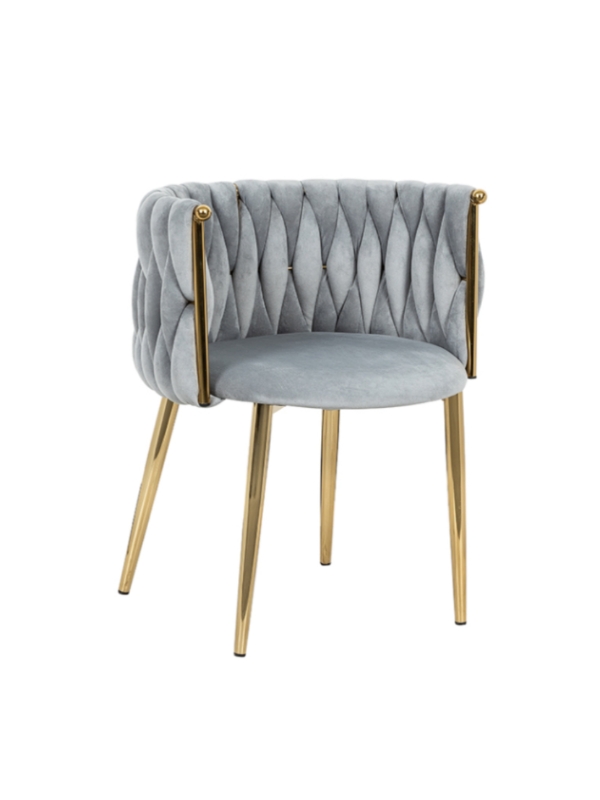 Milan-Grey velvet dining chair with chrome plating frame 