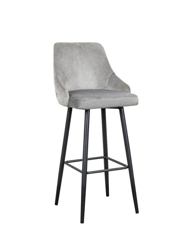 Kulad-Grey barstool with velvt fabric