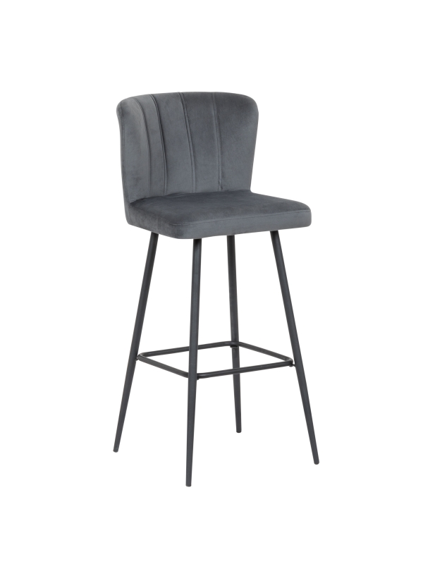 Monica-Dark grey barstool with velvet fabric