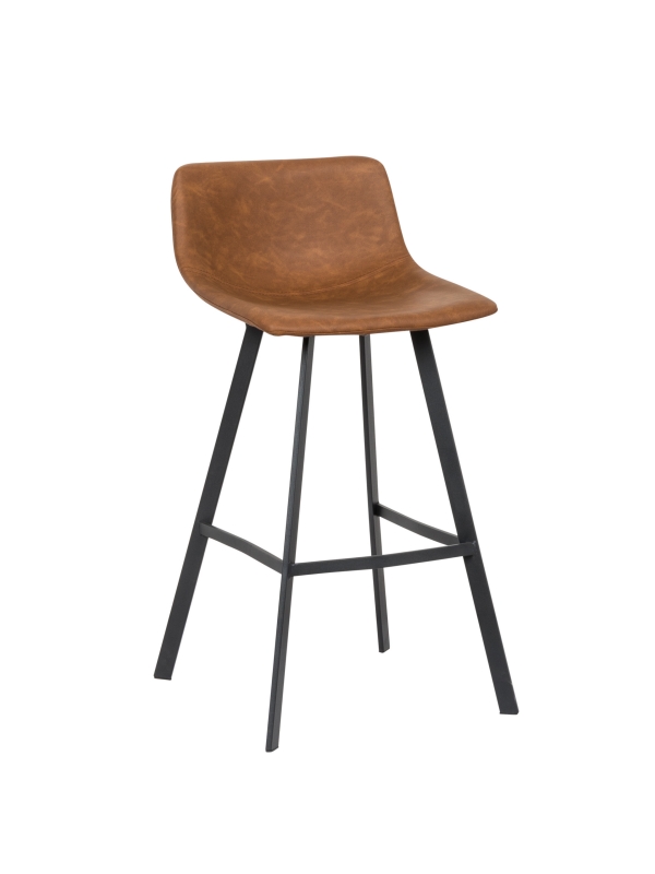 Klous-Tan barstool with leather fabric