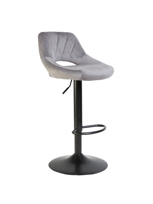 Kyler-Grey Barstool Iron frame with Velvet fabric 