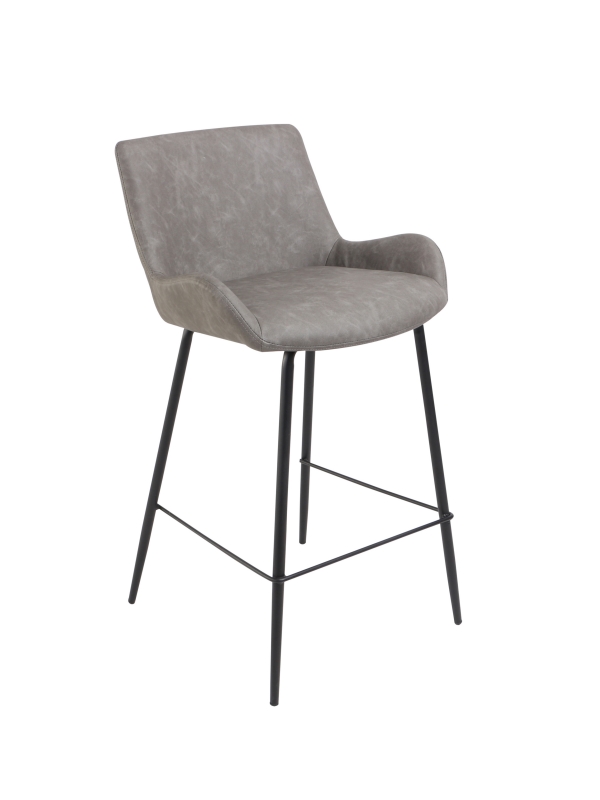 Camp-Grey Bar stool with Iron frame Pu fabric 