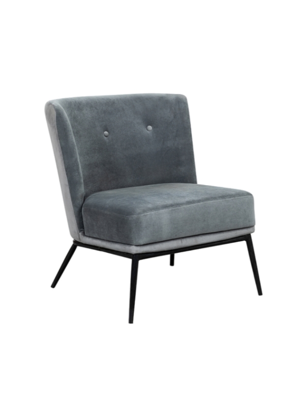 Boston-Grey leisure chair with velvet fabric