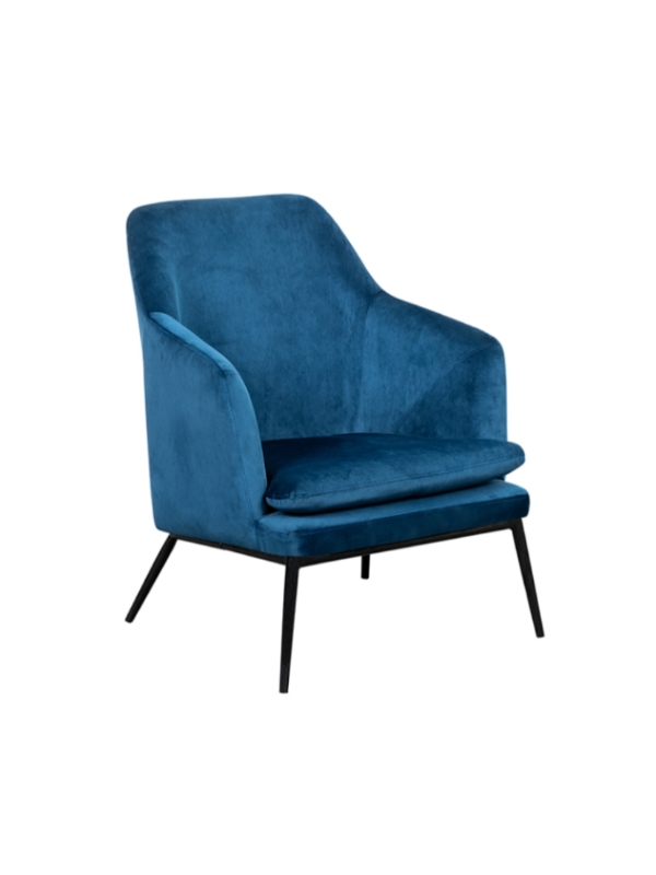 Ocean-Blue relax chair with velvet fabric