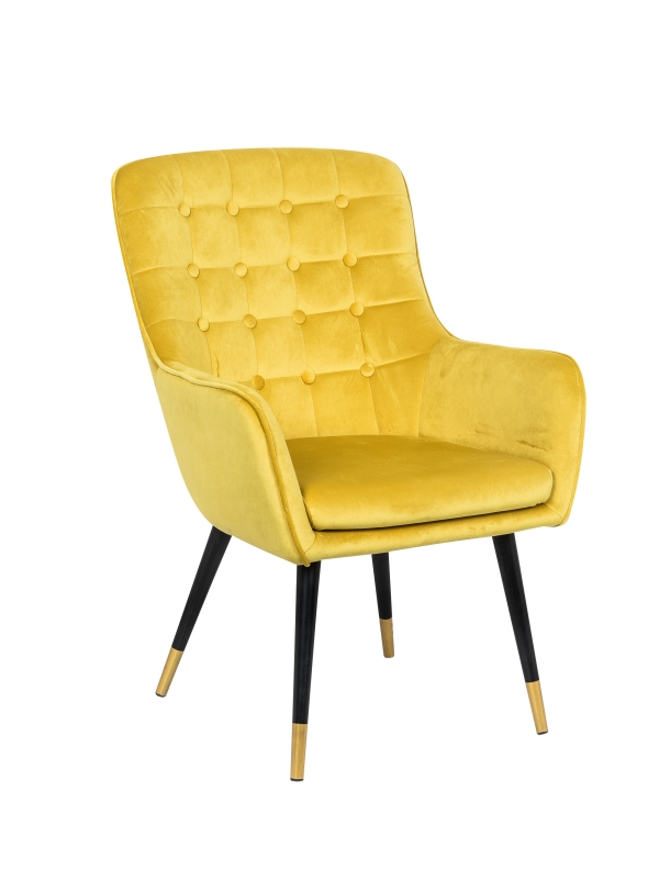 Brooks-Yellow leisure chair with velvet fabric